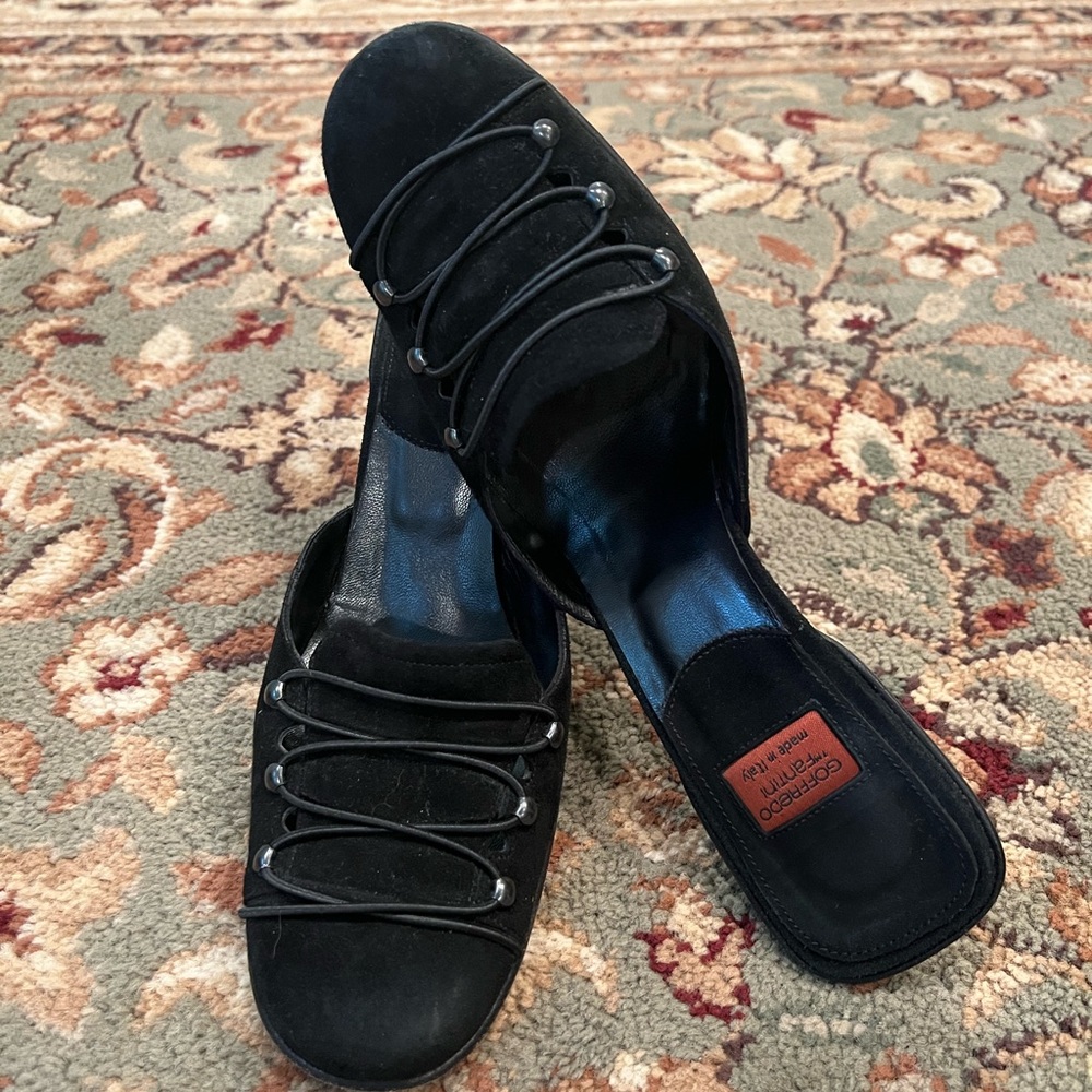 Goffredo Fantini Black Suede Heels